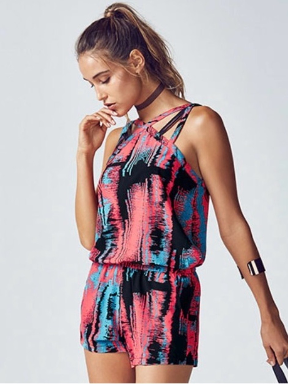 Fabletics Liza Romper NWT Size Medium Heat Wave print